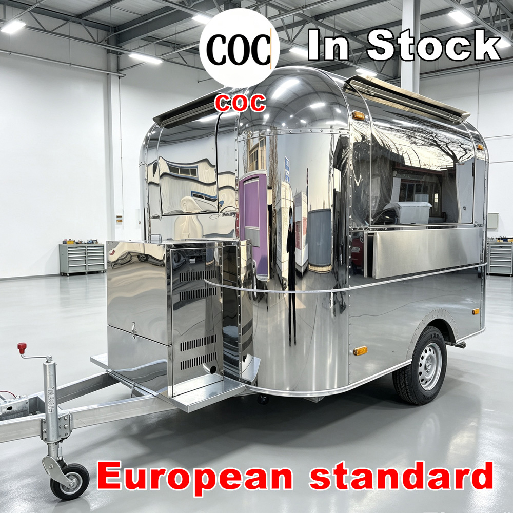 Stainless Steel Hot Dog Food Trailer Commercial Mobile Kitchen Truck Cooking Equipment Trailer Restaurant Trailer