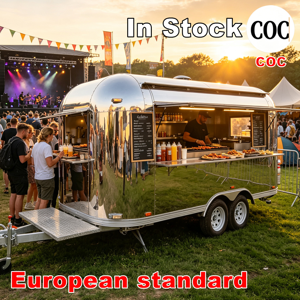 Stainless Steel Hot Dog Food Trailer Commercial Mobile Kitchen Truck Cooking Equipment Trailer Restaurant Trailer
