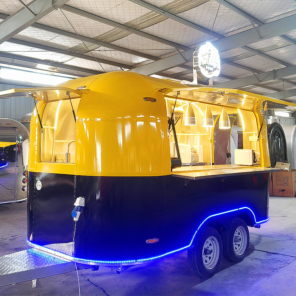 Commercial Mobile Catering Trailer Fully Equipped Food Truck Stainless Steel Kitchen System Hot Dog Pizza Trailer