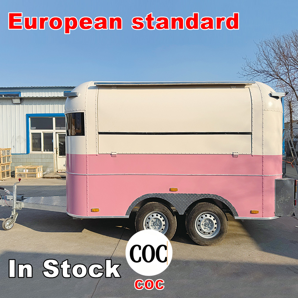 Fully Equipped Mobile Food Trailer Stainless Steel Mobile Food Kitchen Retro Vintage Food Trailer Ice Cream Cart Hot Dog