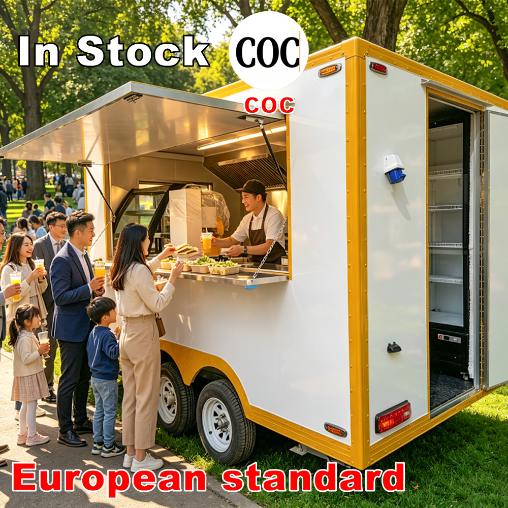 Custom Square Food Concession Trailer Fully Equipped Mobile Food Kitchen Hot Dog Coffee Cart Fiberglass Food Trailer VIN